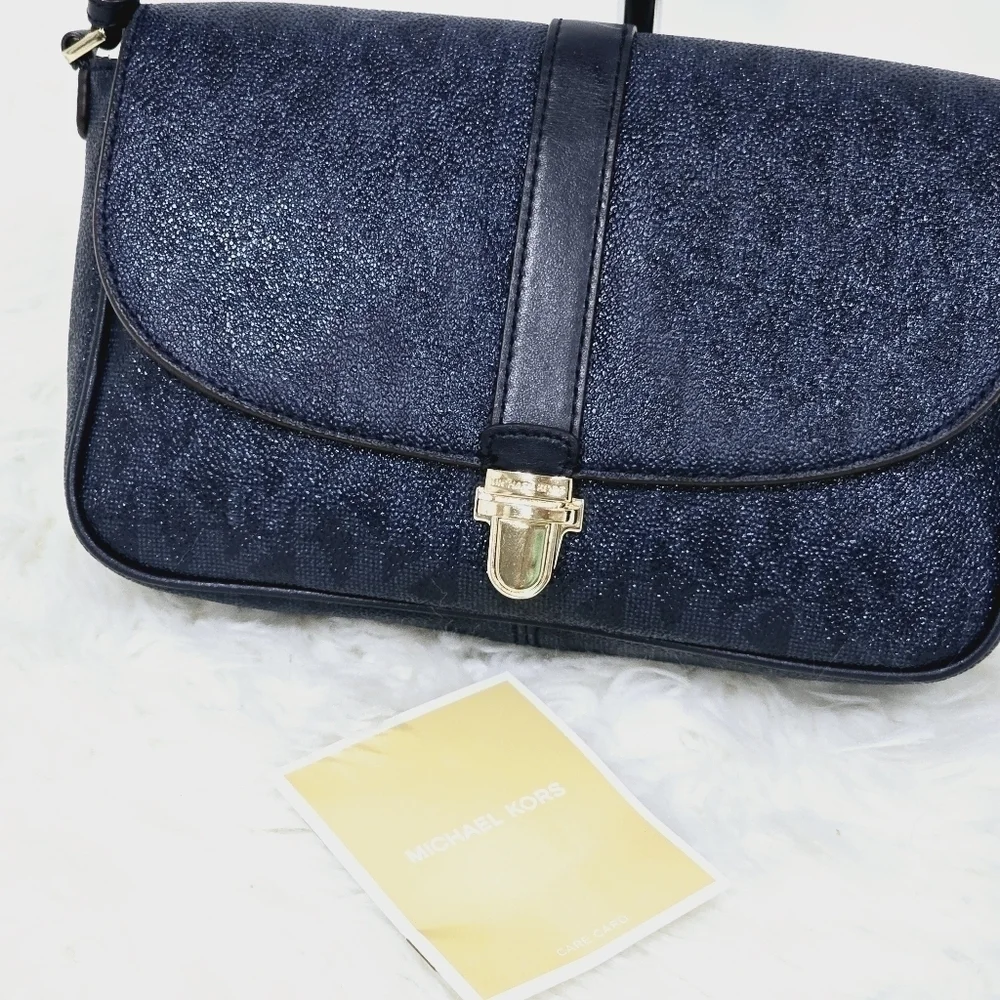Michael Kors blue Charlton logo crossbody bag